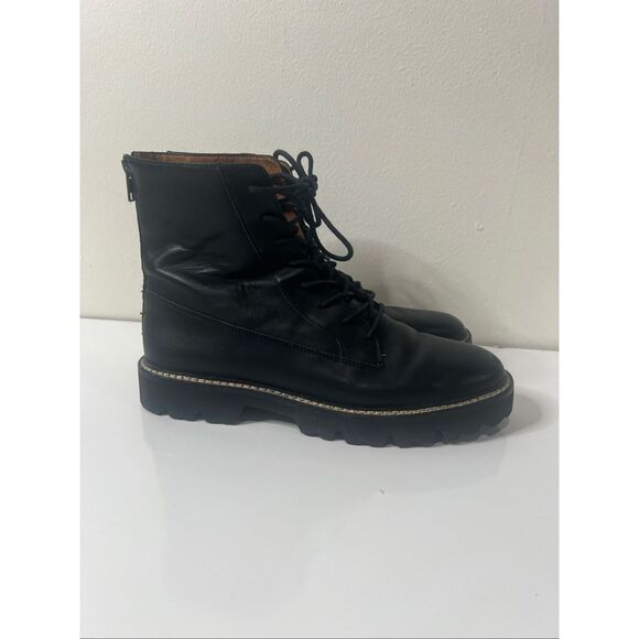 Madewell Citywalk Lugsole Lace-Up Boot in Black Leather Sz 9 - Picture 1 of 9